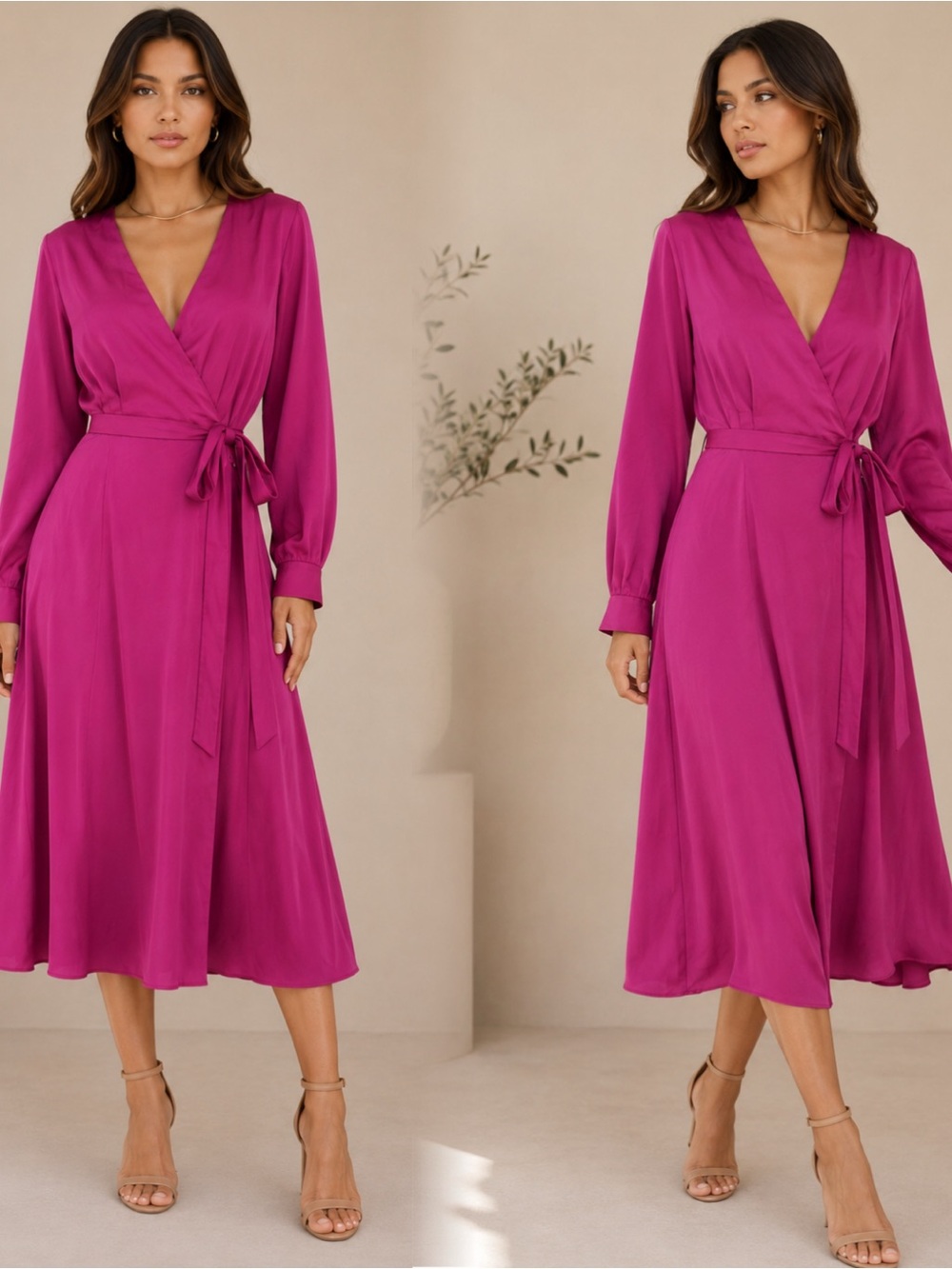 Forever 21 Magenta Wrap Midi Dress - Picture 5 of 11